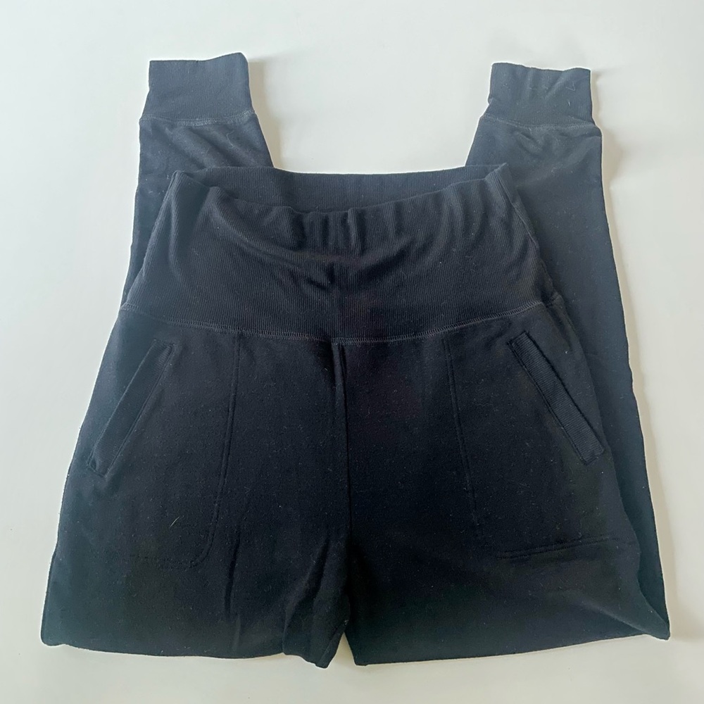 Beyond Yoga Cozy Fleece Fold-Over Jogger Sweatpants Size L Black  REG PRICE $99